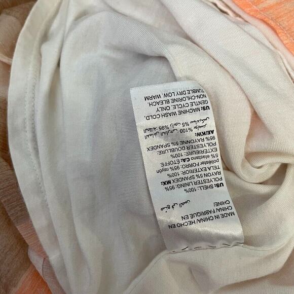 Chicos Maxi Dress Womens 1 Size 8 Peach Striped Lined Chiffon Sleeveless Fairy - Picture 7 of 8